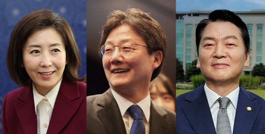 국민의힘 차기 당대표 후보군 하마평에 오르고 있는 나경원(왼쪽부터) 전 국회의원, 유승민 전 국회의원, 안철수 국회의원.<연합뉴스, 유승민·안철수 페이스북 사진>
